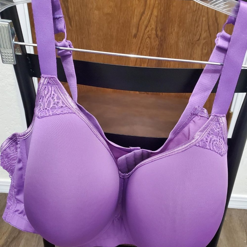 Comfort Choice Plus Size Full Figure Wire Free Purple 54D Bra NWOT